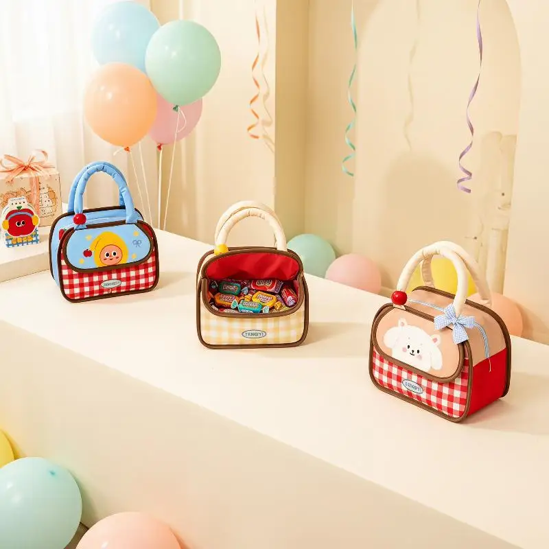 Kawaii Cartoon Insulated Lunch Tote Bag Lightweight Thermal Cooler Adorable Print for Kids Students Women Office Picnic Travel