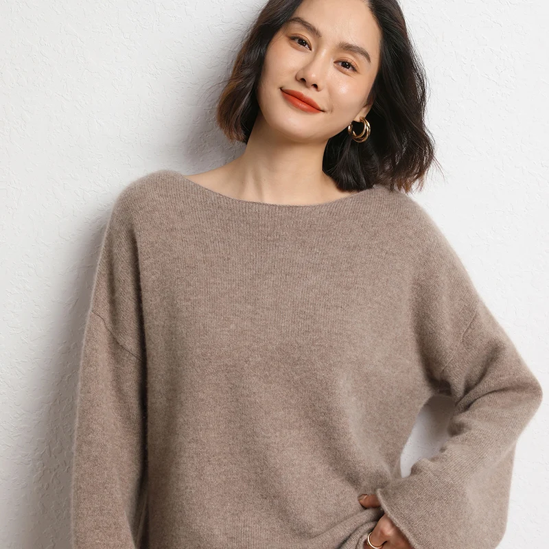 New Fashion Freeshipping 2023 Winter Knitwears Plus Size Women Sweater 100% Pure Cashmere Pullover Loose Women\'s Clothing SWS01