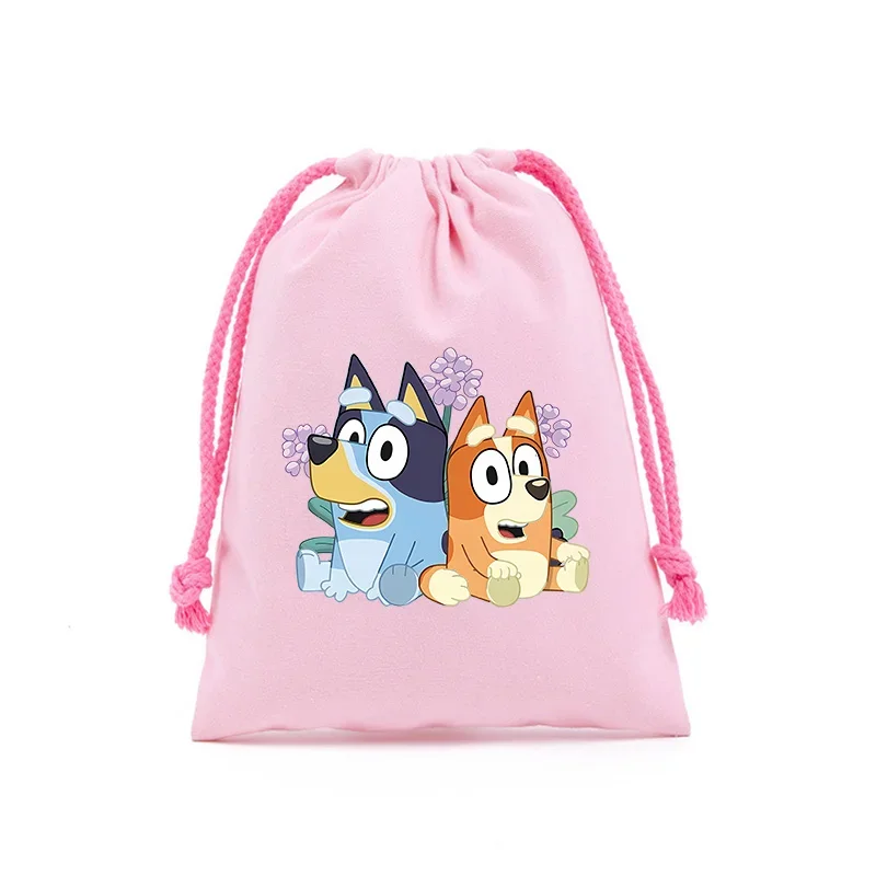 Bluey Tasje met trekkoord Cartoon geschenkzakken Leuke kinderen Volwassen opbergtas Reiskleding Cosmetische rekwisieten Organizer Feestartikelen