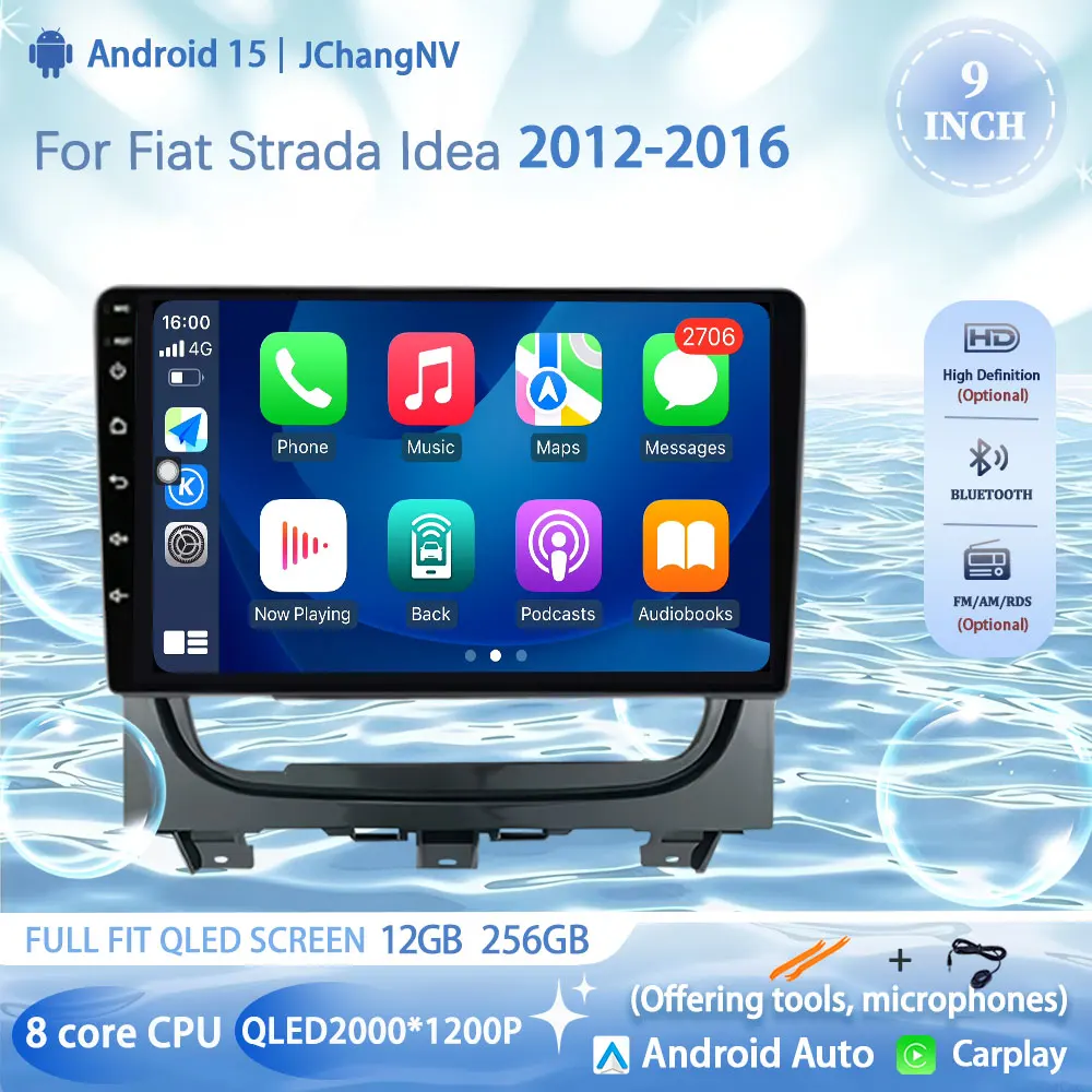 

Carplay Auto Android 15 For Fiat Strada Idea 2012-2016 Car Radio Multimedia System Recorder Navigation GPS Stereo BT no 2din