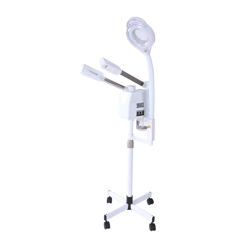White Professional 3-in-1 Cool Hot Mist Facial Steamer with  5X Magnifying Lamp and Ozone Deep Cleansing for Salon Face Care