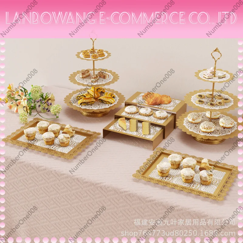 European Round Cake Stand Set 3 Tier Dessert Display Stand Detachable Wedding Candy Cupcake Tower for Afternoon Tea Party