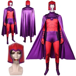 Magneto Cosplay Fantasy Jumpsuit Cloak Anime X Super Villain Costume Disguise Adult Men Roleplay Fantasia Outfits Male Halloween