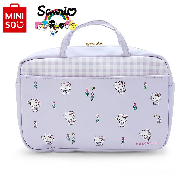 MINISO-Bolso de mano multifuncional para mujer, bolsa de maquillaje de alta calidad, a la moda, con dibujos animados, de gran capacidad