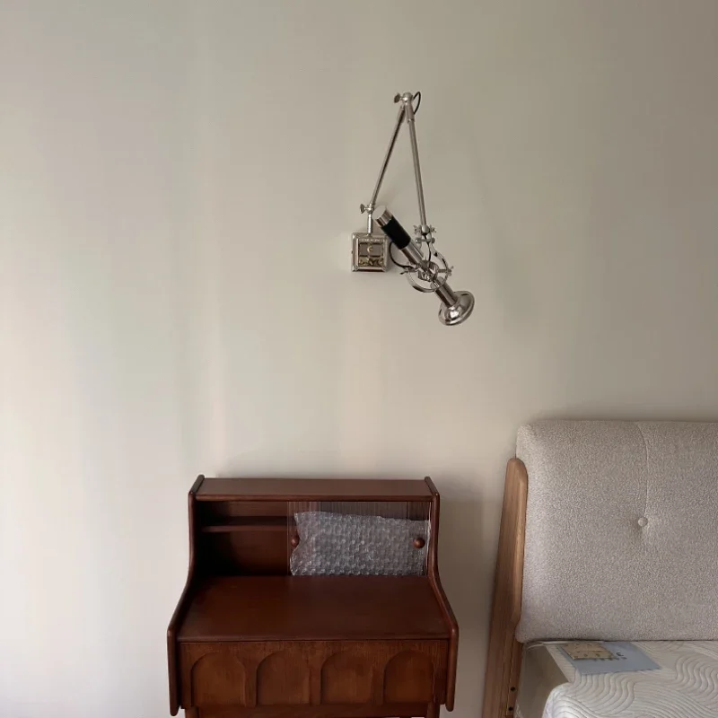 Novelty Chrome Metal Wall Lamp With Switch New Style Rotatable GU10 Bulb Bedroom Reading Study