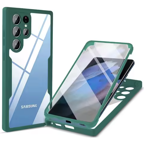 360 Clear Case for Samsung Galaxy S21 S22 S23 Plus S25 S24 Ultra A56 A36 A26 A16 A06 A55 A36 AA54 Screen Full Protection Cover