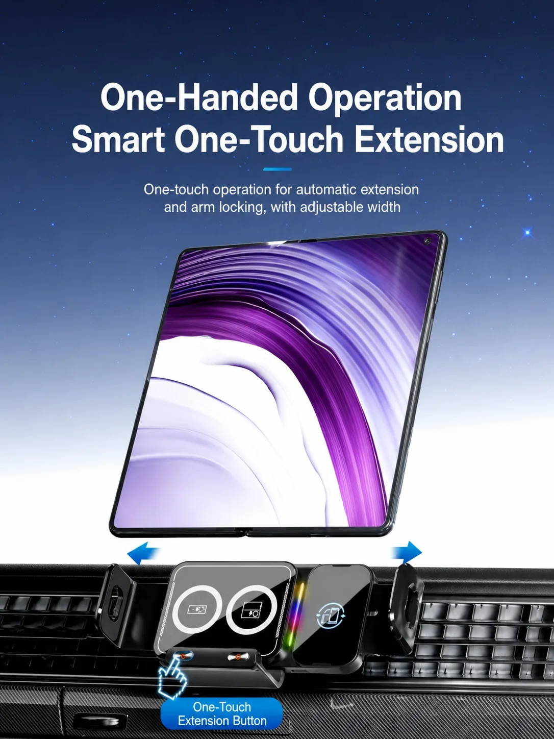15W Kabelloses Ladegerät Universeller Auto-Handyhalter 360° ° Drehbare Halterung für Samsung Galaxy Fold 7 6 5 4 Z Flip S25 S24 iPhone 17 16 – Detail 3
