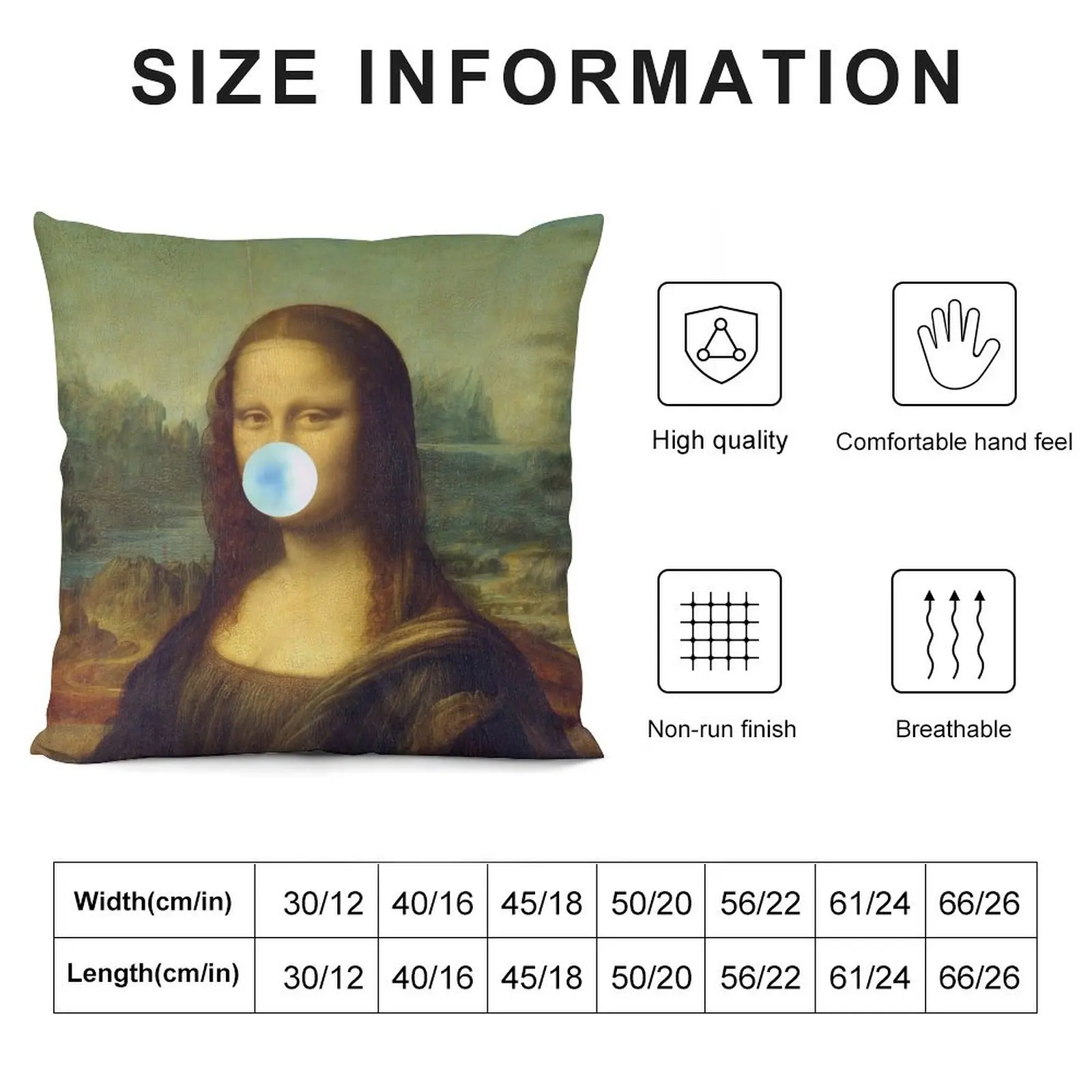 Mona Lisa chewing blue bubble gum Funny Painting Throw Pillow autumn pillowcase Throw Pillow luxury throw pillow covers