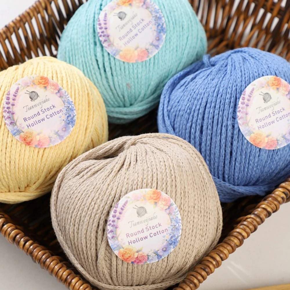 100g Round Hollow Cotton Thread 2mm Medium Coarse Cotton Llinen Hand Woven DIY Crochet Hat Thread Bag Material Wrapping Thread