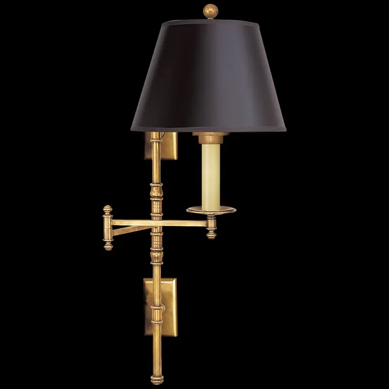 American Style Home Decorative Fabric Wall Sconce Light Living Room Corridor Bedroom Adjustable Arm Antique Brass Wall Lamp