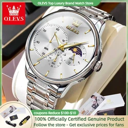 OLEVS Luxury Brand Men's Watch High Quality Business Waterproof Lunar Phase Timing Code Classic Casual Original Men Quartz Watch