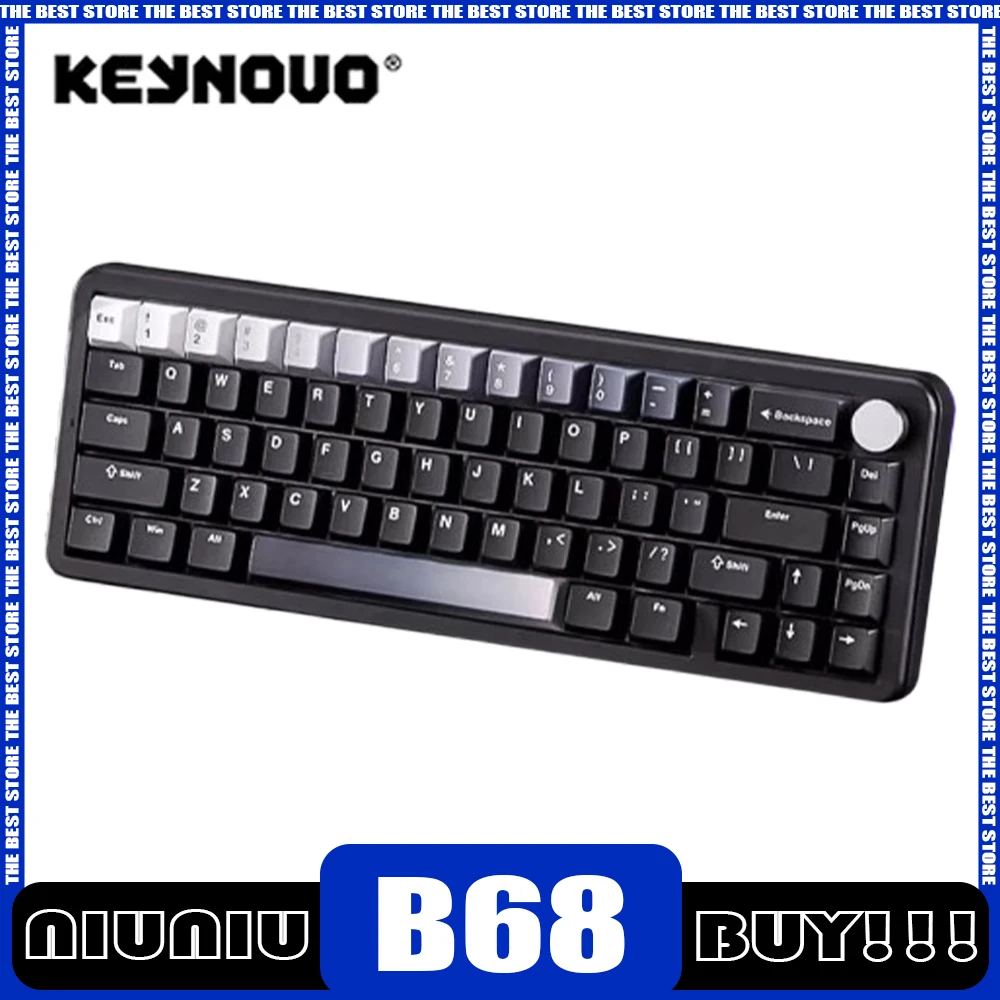 

Keynouo B68 Mechanical Keyboard Multifunctional Knob Three Mode Wireless Gaming Keyboard Hot Swap Rgb Gasket Office Pc Gamer