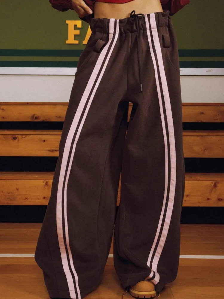 여성용 봄 컬러 블록 스트리트 스타일 레이스업 플로어 모핑 시미타 팬츠 2026