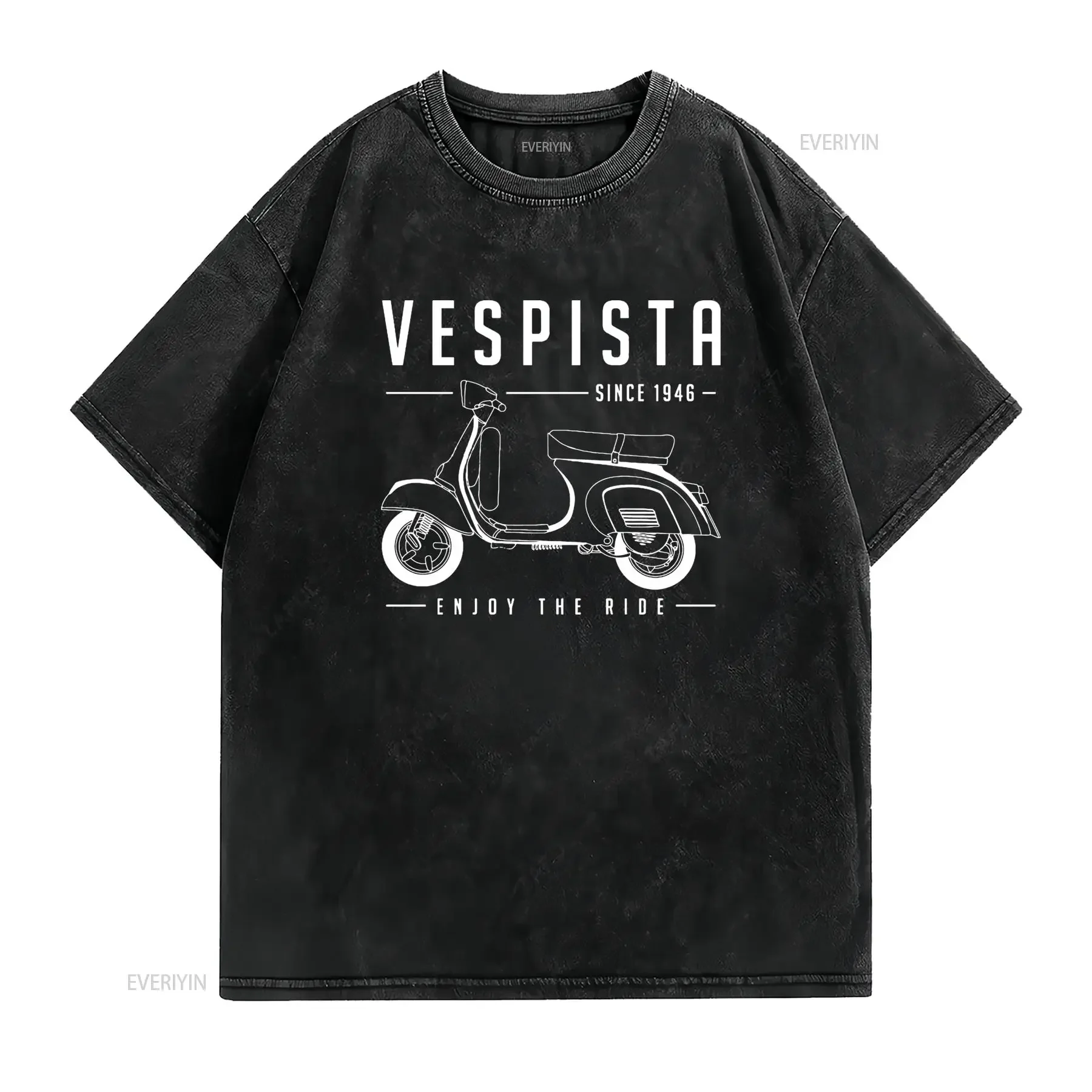 Maglietta Uomo Vespista Vintage Scooter 100 Cotone Loose Fit con Slogan Ride to Work Design Retro per Abbigliamento Casual