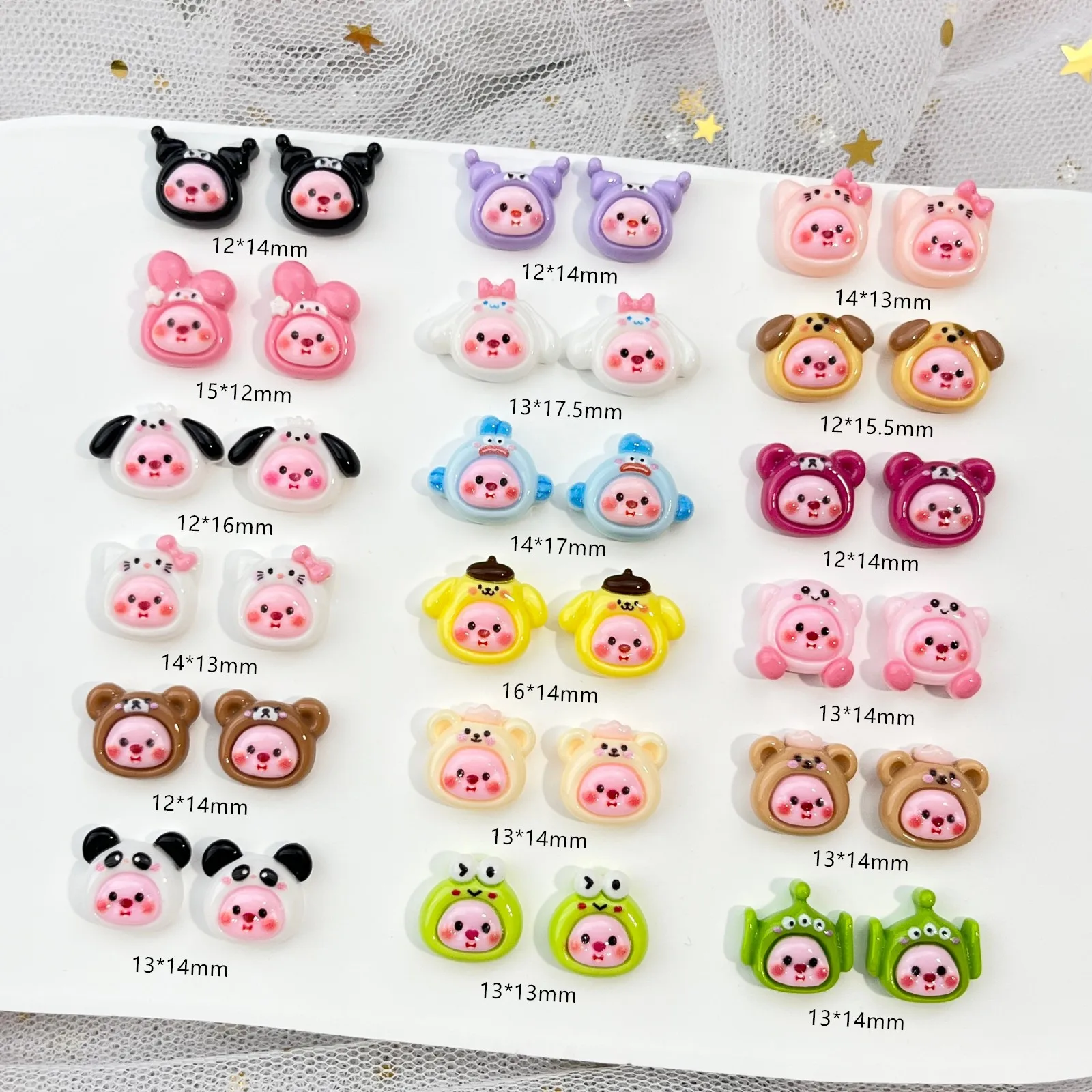 20pcs miniso loopy cartoon nail charms for diy nail making kawaii cute resin nail art decoreation