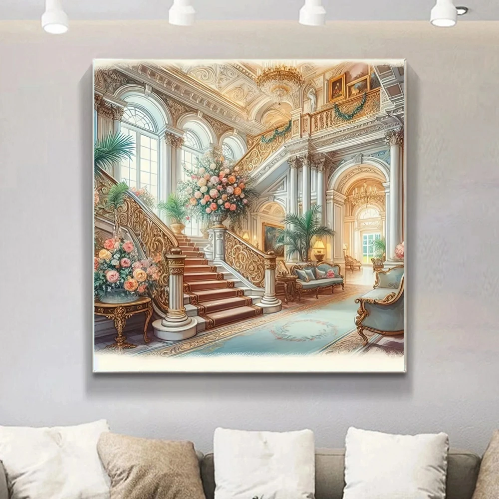 5D DIY Diamant Mosaik Haus Treppen Landschaft Bild von Strass Diamant Malerei Kits Stickerei Blume handgemachte Erwachsene Geschenk