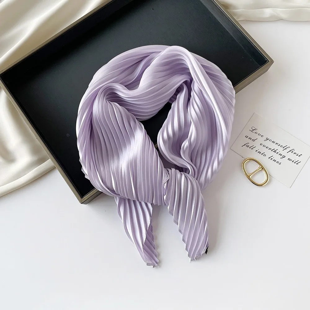 المهنية التجعيد وشاح خفيفة الوزن مربع التفاف بلون وشاح للرقبة المرأة مكتب منديل ربيع الخريف الأساسية