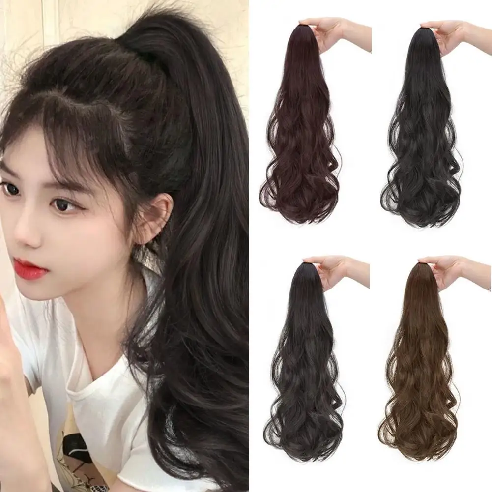 

Синтетические длинные вьющиеся волосы, женский парик для конского хвоста, натуральные длинные вьющиеся волосы, крупные волны, парик для конского хвоста