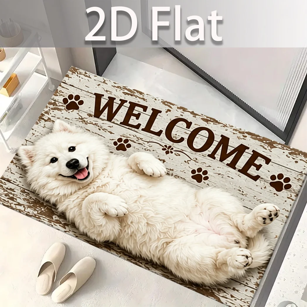 Pomeranian Trio Smile Brown Carpet Fluffy Orange Fur Joyful Expression Print Non Slip Rug For Small Dog Lover Room Decor