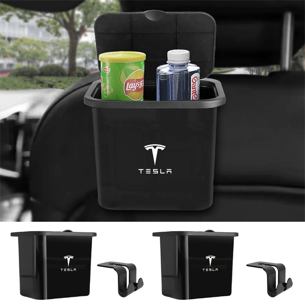 1 Pz Multi-Funzionale Appeso Auto Trash Bin Spazzatura Dustcase Scatola Di Immagazzinaggio Per Tesla Modello 3 Modello S Modello X Y 2020 2021 2022 K80-image