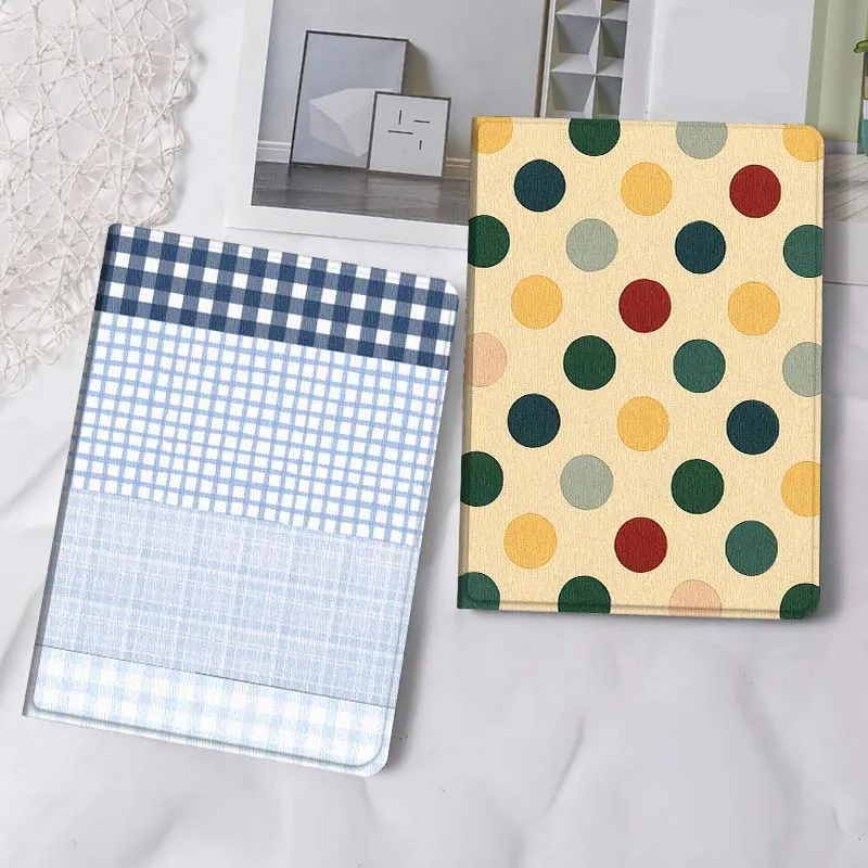 

Blue White Grid Pattern Light Blue Tablet Case For Samsung Tab Galaxy S6 S11 A A7 A8 A9 A11 10.1 10.4 10.5 Plus Lite Gift