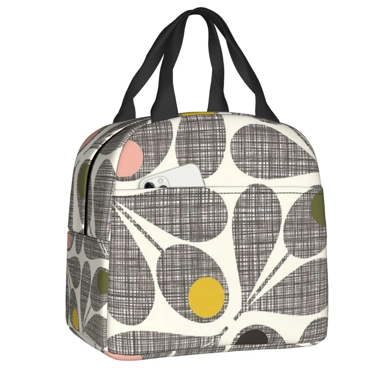 

Портативный ланч-бокс Orla Kiely Flower в скандинавском геометрическом стиле, многофункциональная термосумка для женщин, изолированная сумка для еды