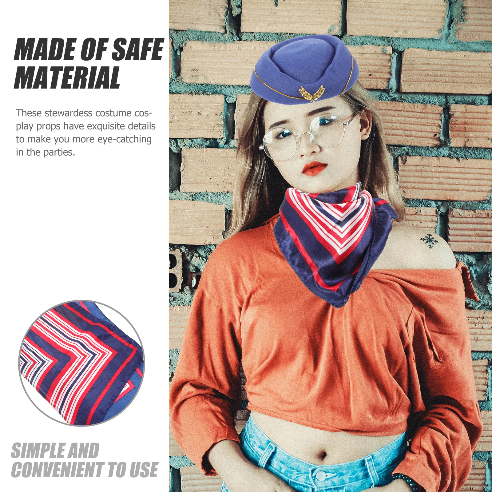 

1 set 1 Set Flight Attendant Costume Stewardess Cosplay Prop Party Halloween Accessory Carnival Role Play Photo Supply