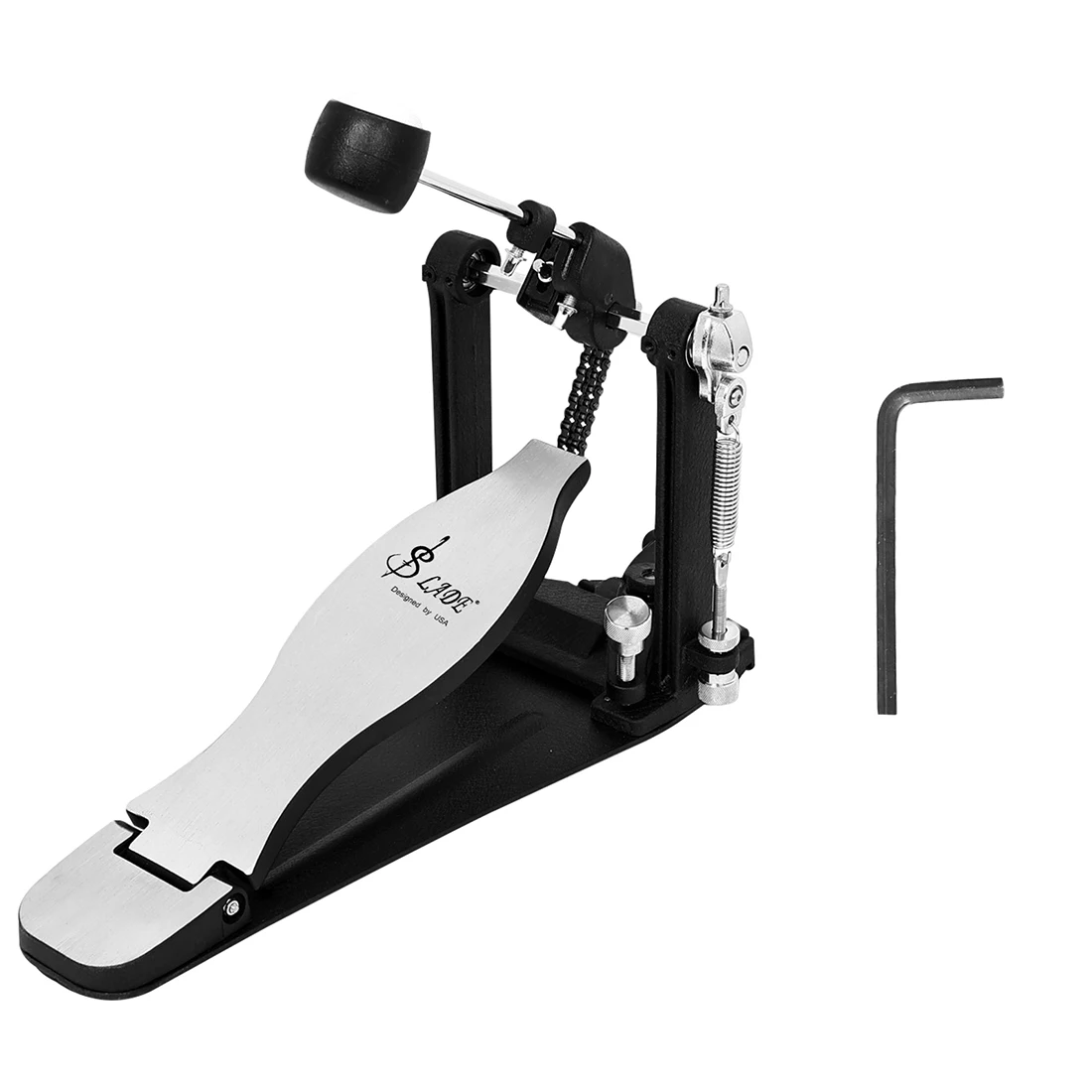 Alloy Double Chain Drive Adjustable Beater Head Single Bass Drum Kick Pedal Stable Percussion Accessory for Drum Kit