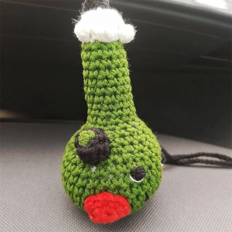 Car Ornaments For Rear View Mirror Knitted Car Rearview Interior Adorable Handcrafted Garlic sprout Rear View Mirror Pendant