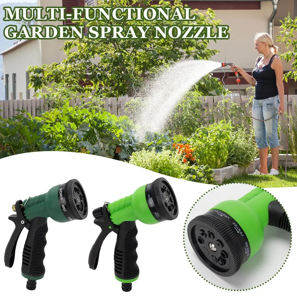 Garden Hose Nozzle Spray Yard Lawn Watering 8 Spray Patterns Multi-Function Car Washing High Pressure Hand-Held Nozzle Sprayer