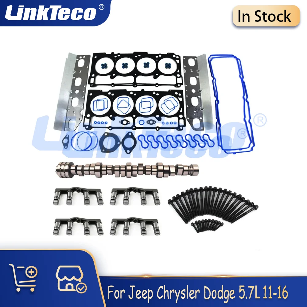 Engine Full Gasket Set MDS Lifters Kit Bolts Camshaft For 11-16 Jeep Grand Cherokee Dodge Challenger Ram 1500 2500 3500 5.7L