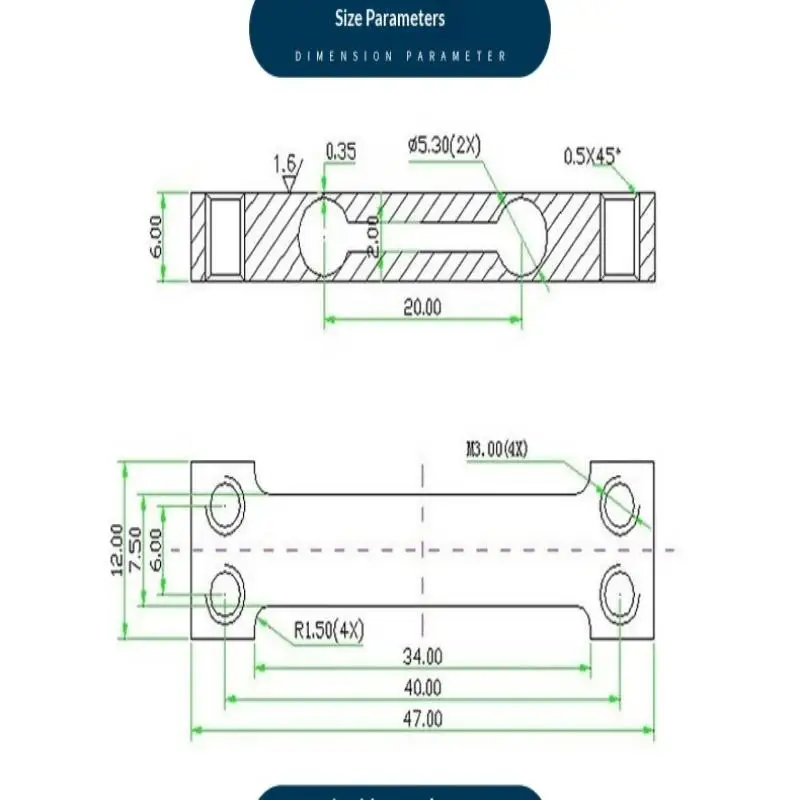 Das Dehnungsmessstreifen-Wägezellenmodul, Gewichtssensor, elektronische Waage, Aluminiumlegierung, Drucksensor, 50 g, 500 g. – Detail 3