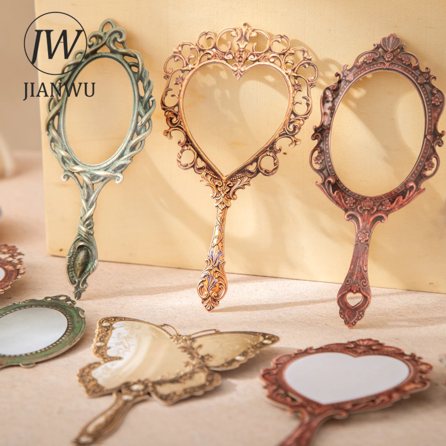 JIANWU Mirror Old Dream Series Vintage Hollow Mirror Landscape Material Collage Scrapbooking Sticker Creative Journal Stationery view 2