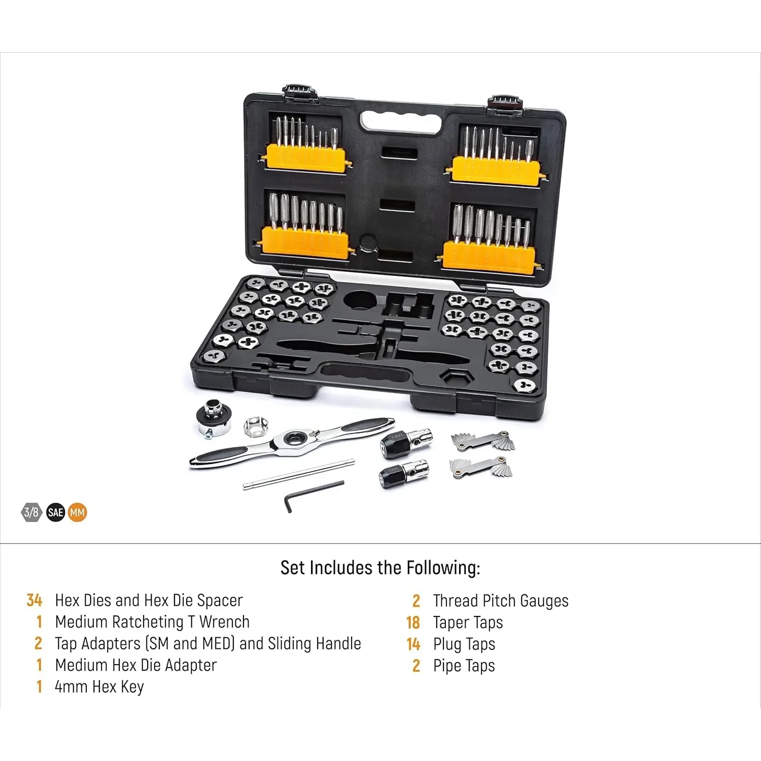 77 Piece SAE/Metric Ratcheting Tap and Die Set -3887,‎17 x 10 x 2 inches