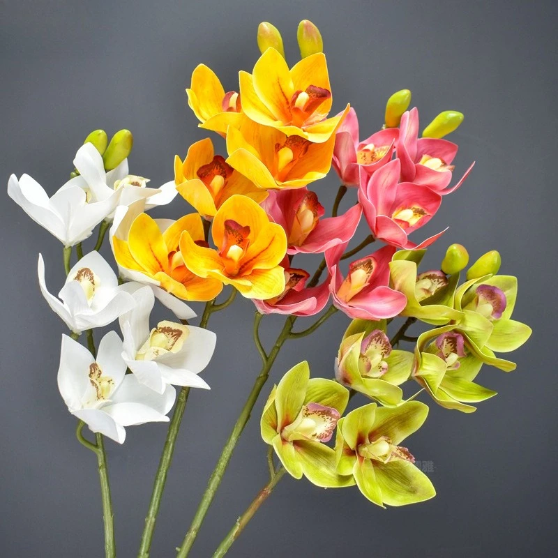 

3D Printed Cymbidium Orchid Flower 6-Head European-Style Simulated Flower Home Decoration Wholesale