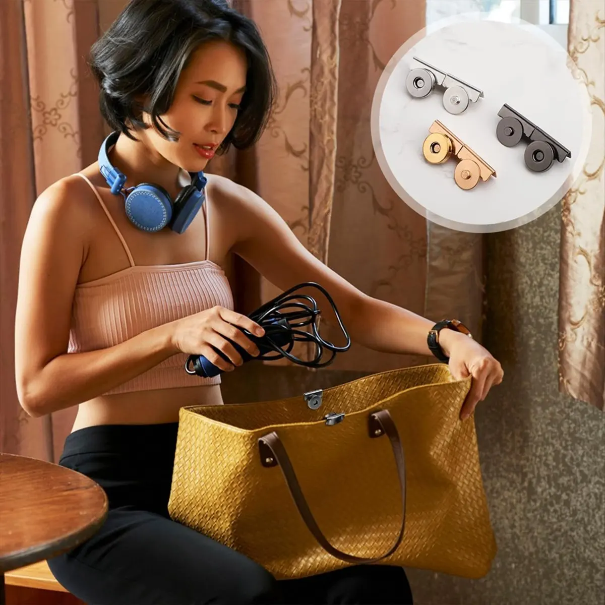 Reliable- 24 Sets Magnetic Snaps, Magnetic Buttons Sew on Clasps Snap Fastener Magnets No-Sew Closure for Purses Bags Tote