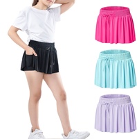 3-15 Years Girls Flowy Shorts Butterfly Shorts With Pocket 2-in-1 Athletic Running Shorts For Kids Active Workout Sports Tennis