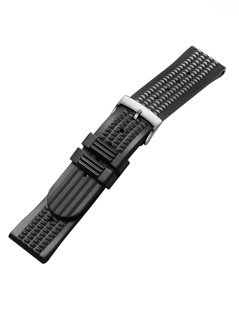 ADDIESDIVE Herren-Taucheruhrenarmband aus Gummi, 20 mm, schwarzes Waffelmuster, Uhrenarmband, Stahl-Dornschließe, Ersatzzubehör – Detail 3