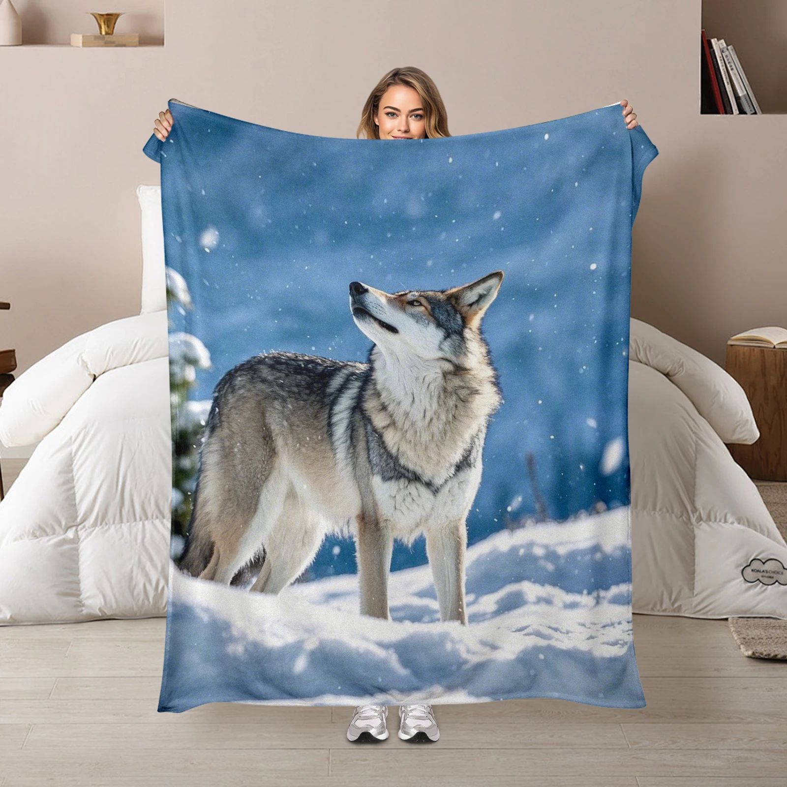 Snowy Forest Background Blanket With Wolves Provides A Safe Warm Space For Kids To Enjoy Nature