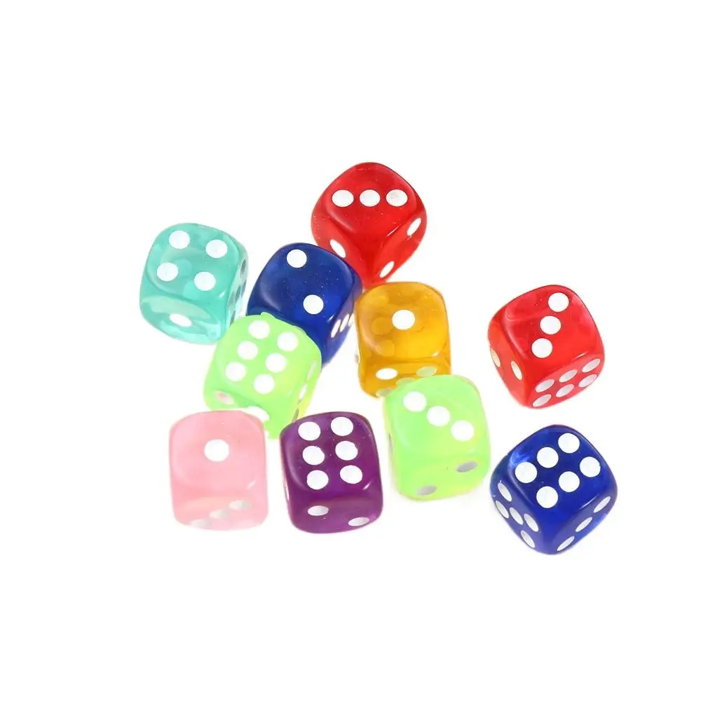 Clear 14mm Transparent Club Acrylic Digital Playing Cubes Board Game Dice Gambling Table Games