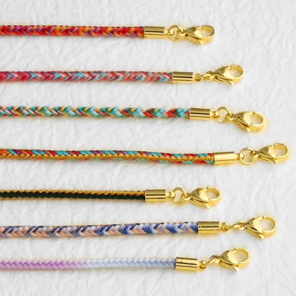 OCESRIO Multicolor Copper Cord Rope Chains for Necklace Making DIY Brass Gold Plated Lobster Claw Jewelry Finding nkeb802