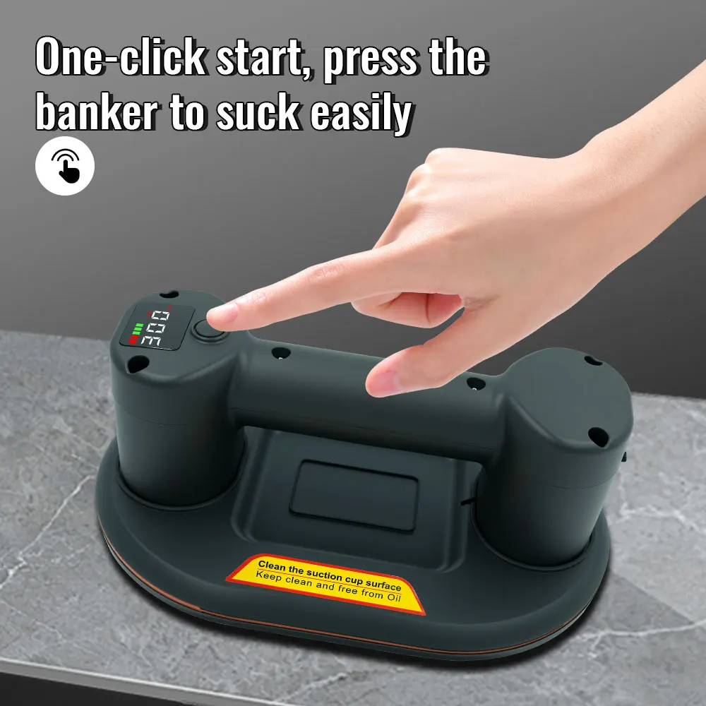 Upgrade Smart Display Electric Vacuum Suction Cup 300KG Load Heavy-Duty Glass Tile Lifter Vacuum Suckers Lifting Tool