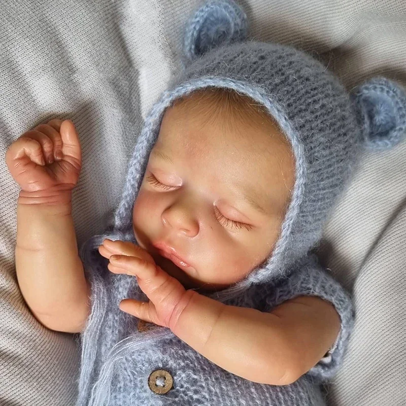 19inch Reborn Baby Doll Sleeping Newborn Baby Jude Soft Body Handmade Art Real Looking Baby Dolls 3D Skin with Visbile Veins