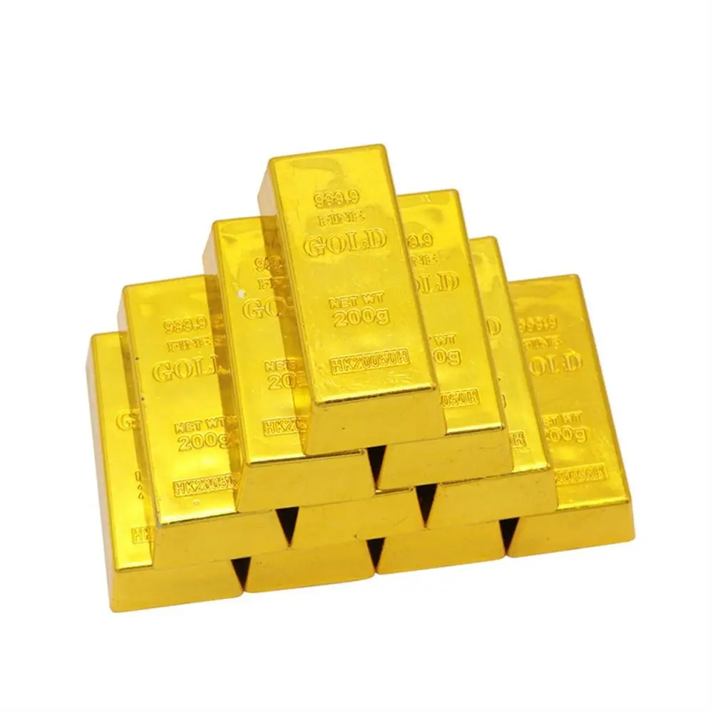 Fake Gold Bar Plastic Golden Paperweight Home Decor Bullion Bar Simulation Golden Brick Movie Prop Novelty Gifts