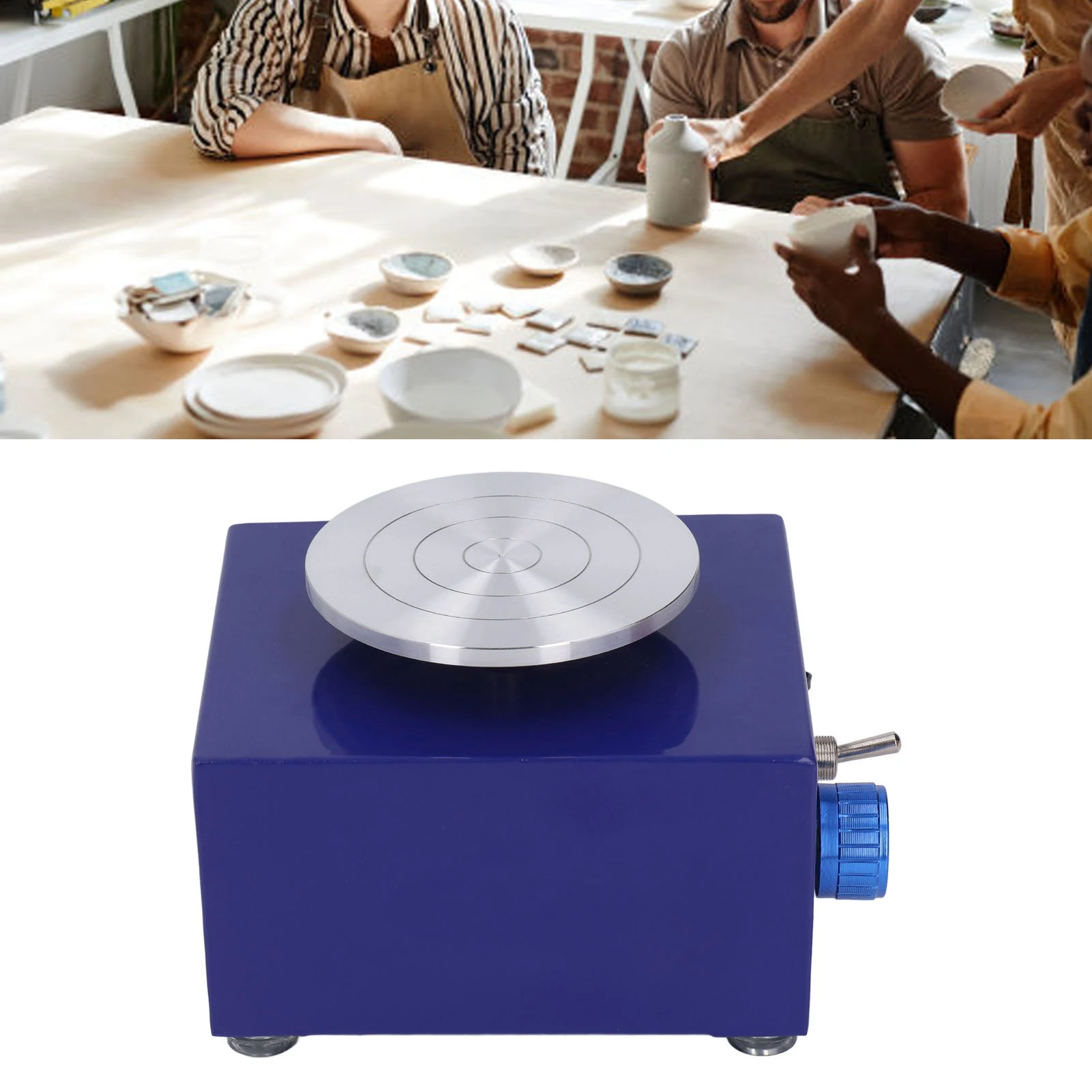 

Mini Pottery Wheel 0 To 2000RPM Rustproof Turntable Basin Kids Pottery Machine Vivid Colors 100-240V for Pottery