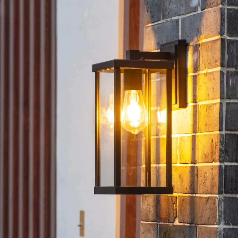 Simple Chinese Waterproof Outdoor Balcony Villa Compound Gate Post E27 Courtyard Lamp Small Shop Decorative Wall Mounted Lamp