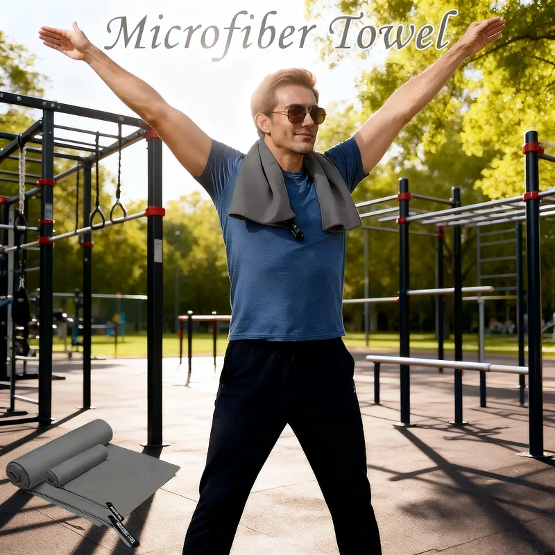 

2 шт. маленькое + среднее спортивное полотенце из микрофибры — ультра впитывающее влагу пот, быстросохнущее аксессуар для фитнес-оборудования, тренировочный шлейф