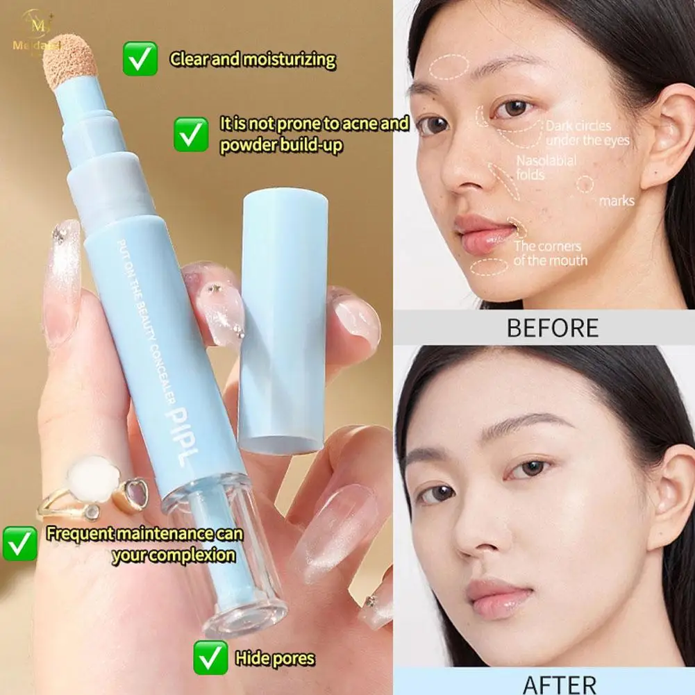 Skin Repair Concealer Pen Sponge Concealer Naturally Brightening Covering Blemishes Moisturizing and Fitting