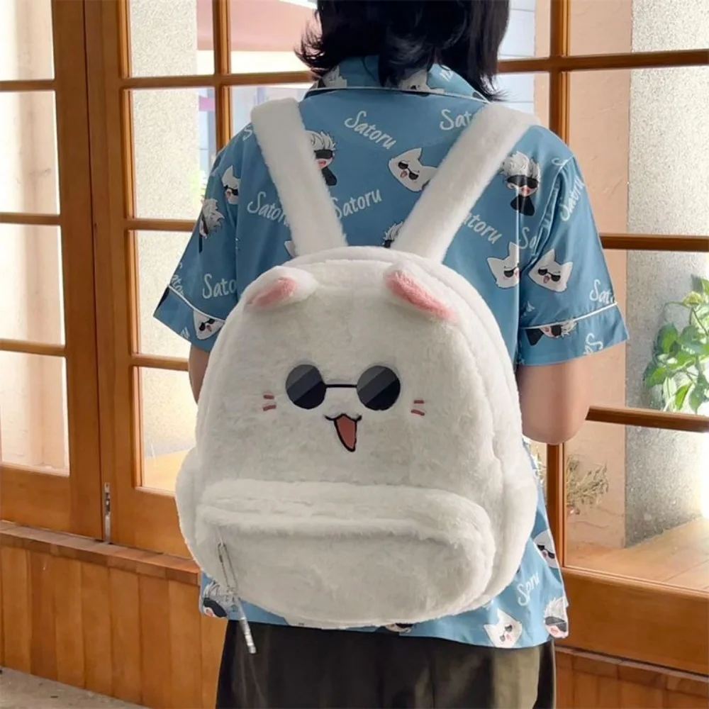 

Аниме Gojo Satoru, рюкзак для косплея, плюшевая сумка на плечо, белая сумка с мультяшной фигуркой, студенческие мягкие сумки, милый реквизит для вечеринки
