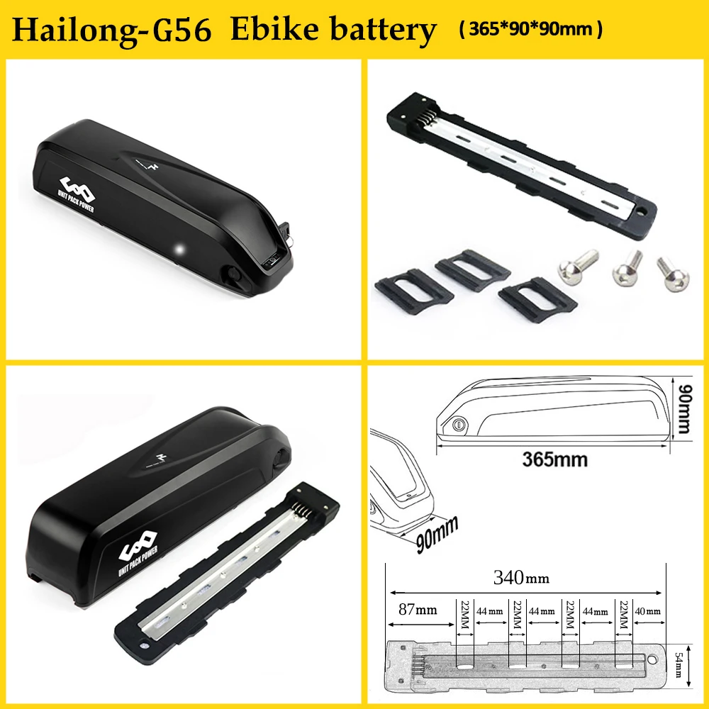 Original EBike Battery G56 G70 Hailong 18650 Cell 36V 48V 52V Escooter E-bike Battery for 1500W 1000W 750W 500W Hub Wheel Motor